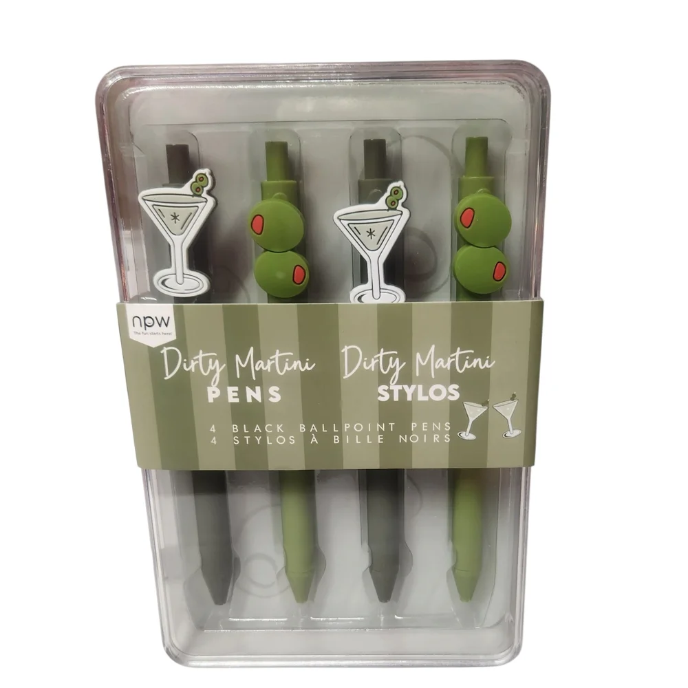 Dirty Martini Black and Green Ballpoint Pens w/ 2 Martini Designs